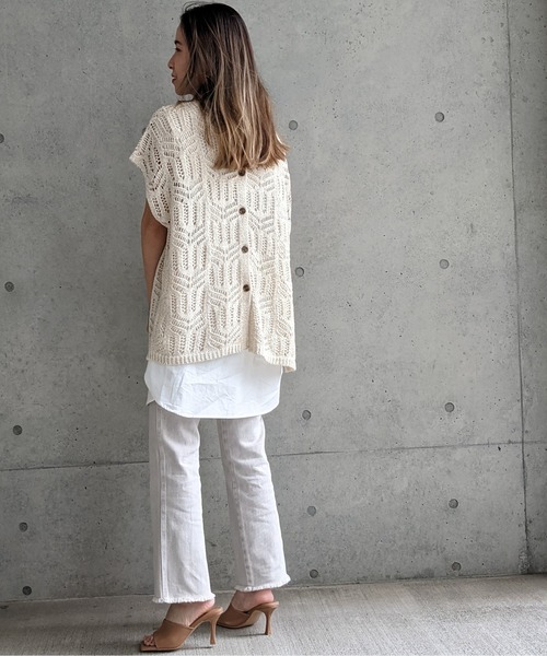 Per sist ence(パーシエンス)の「Per sist ence/パーシエンス テープヤーン 2WAYノースリーブニット(ニット/セーター・レディース・ベージュ/アイボリー/ブラック・FREE)」の11枚目の写真