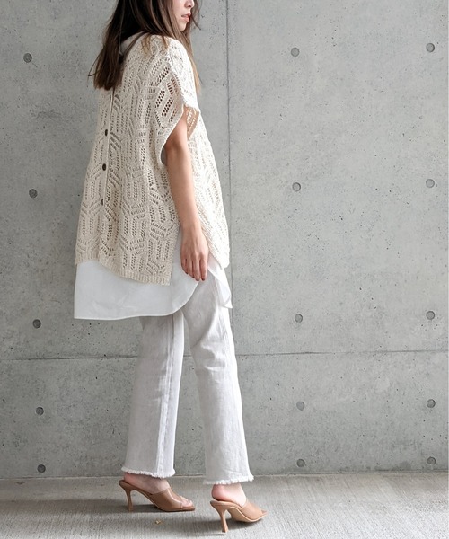 Per sist ence(パーシエンス)の「Per sist ence/パーシエンス テープヤーン 2WAYノースリーブニット(ニット/セーター・レディース・ベージュ/アイボリー/ブラック・FREE)」の12枚目の写真