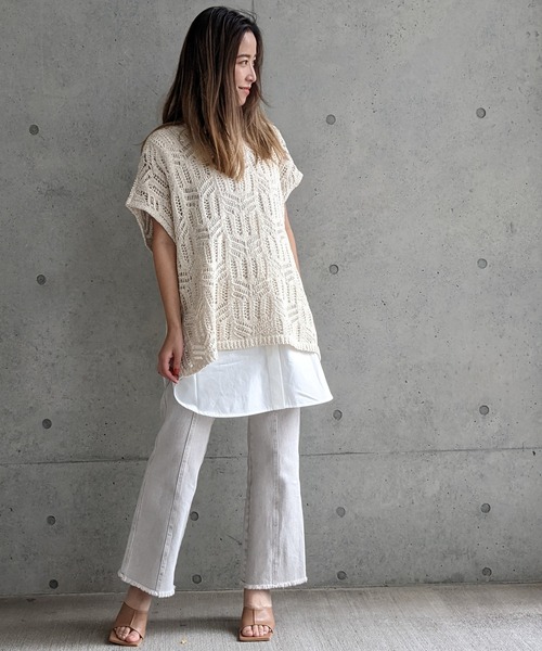 Per sist ence(パーシエンス)の「Per sist ence/パーシエンス テープヤーン 2WAYノースリーブニット(ニット/セーター・レディース・ベージュ/アイボリー/ブラック・FREE)」の13枚目の写真