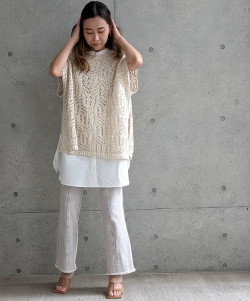 Per sist ence(パーシエンス)の「Per sist ence/パーシエンス テープヤーン 2WAYノースリーブニット(ニット/セーター・レディース・ベージュ/アイボリー/ブラック・FREE)」の14枚目の写真