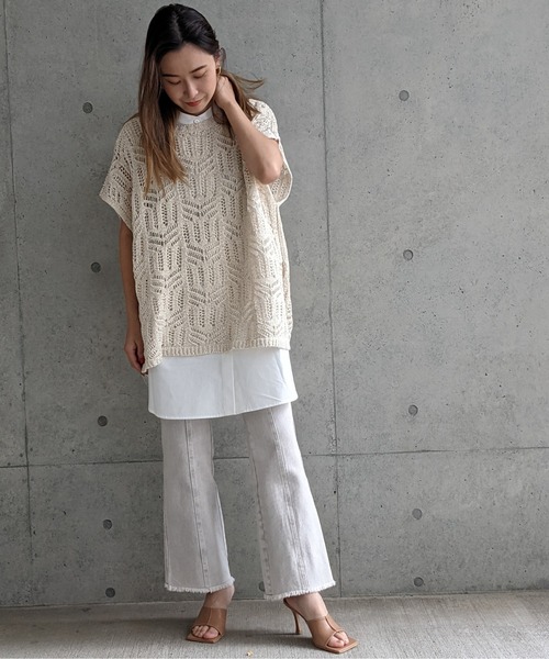 Per sist ence(パーシエンス)の「Per sist ence/パーシエンス テープヤーン 2WAYノースリーブニット(ニット/セーター・レディース・ベージュ/アイボリー/ブラック・FREE)」の15枚目の写真