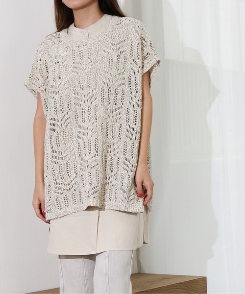 Per sist ence(パーシエンス)の「Per sist ence/パーシエンス テープヤーン 2WAYノースリーブニット(ニット/セーター・レディース・ベージュ/アイボリー/ブラック・FREE)」の20枚目の写真