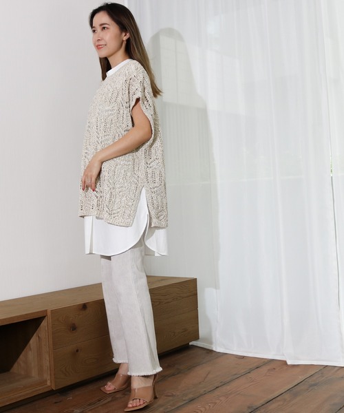 Per sist ence(パーシエンス)の「Per sist ence/パーシエンス テープヤーン 2WAYノースリーブニット(ニット/セーター・レディース・ベージュ/アイボリー/ブラック・FREE)」の22枚目の写真