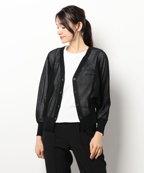 ロートレアモン 透け感 黒カーディガン 【ロートレアモン】 前開き