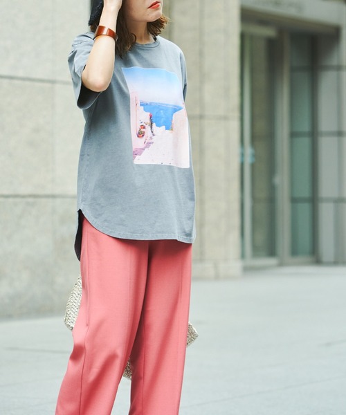 Chez toi（シェトワ）の「ピグメント加工フォトT（Tシャツ/カットソー・レディース・ピンクベージュ/オフホワイト/チャコールグレー・FREE）」の12枚目の写真