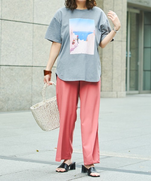 Chez toi（シェトワ）の「ピグメント加工フォトT（Tシャツ/カットソー・レディース・ピンクベージュ/オフホワイト/チャコールグレー・FREE）」の10枚目の写真