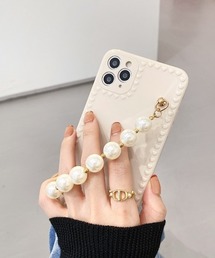 パールストラップ ハートデザインiPhoneケース