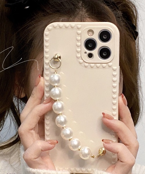MANGROVE（マングローブ）の「パールストラップ ハートデザインiPhoneケース（スマホケース/カバー・レディース・ホワイト・D/A/B/E/C/F）」の7枚目の写真