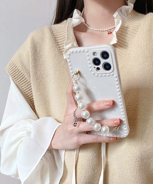 MANGROVE（マングローブ）の「パールストラップ ハートデザインiPhoneケース（スマホケース/カバー・レディース・ホワイト・D/A/B/E/C/F）」の8枚目の写真