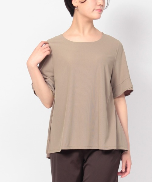 fleur by mint breeze(フルールバイミントブリーズ)の「【M~5L】細リブ フレア カットソー(Tシャツ/カットソー・レディース・ネイビー/ブラウン/ピンク・LL/3L/4L/5L/M/L)」の2枚目の写真