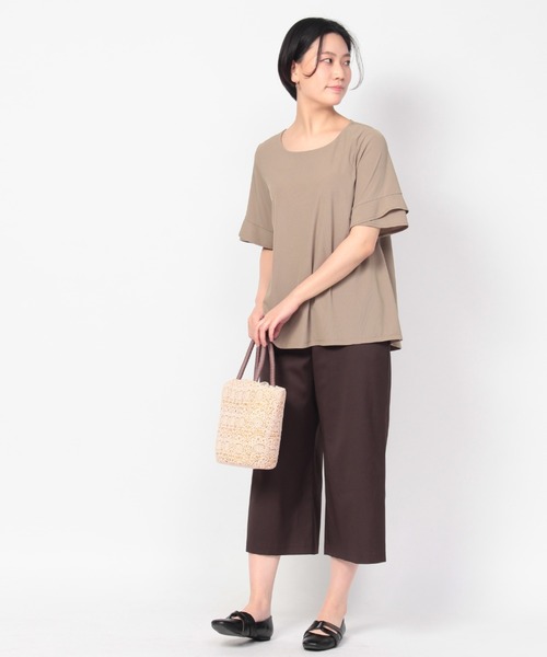 fleur by mint breeze(フルールバイミントブリーズ)の「【M~5L】細リブ フレア カットソー(Tシャツ/カットソー・レディース・ネイビー/ブラウン/ピンク・LL/3L/4L/5L/M/L)」の13枚目の写真