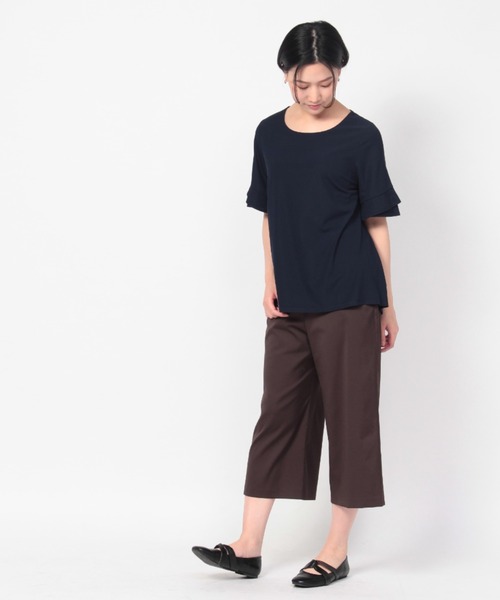 fleur by mint breeze(フルールバイミントブリーズ)の「【M~5L】細リブ フレア カットソー(Tシャツ/カットソー・レディース・ネイビー/ブラウン/ピンク・LL/3L/4L/5L/M/L)」の21枚目の写真