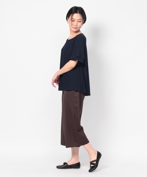 fleur by mint breeze(フルールバイミントブリーズ)の「【M~5L】細リブ フレア カットソー(Tシャツ/カットソー・レディース・ネイビー/ブラウン/ピンク・LL/3L/4L/5L/M/L)」の10枚目の写真