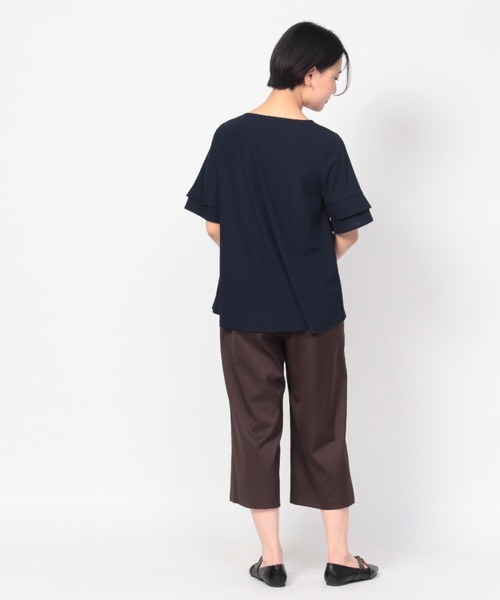 fleur by mint breeze(フルールバイミントブリーズ)の「【M~5L】細リブ フレア カットソー(Tシャツ/カットソー・レディース・ネイビー/ブラウン/ピンク・LL/3L/4L/5L/M/L)」の7枚目の写真