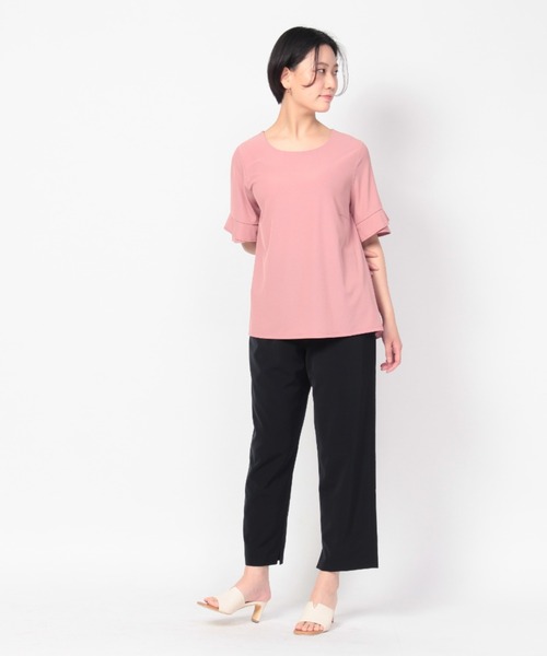 fleur by mint breeze(フルールバイミントブリーズ)の「【M~5L】細リブ フレア カットソー(Tシャツ/カットソー・レディース・ネイビー/ブラウン/ピンク・LL/3L/4L/5L/M/L)」の16枚目の写真