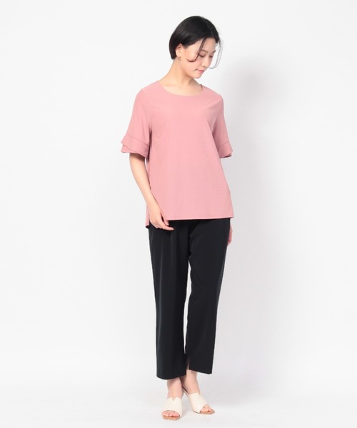 fleur by mint breeze(フルールバイミントブリーズ)の「【M~5L】細リブ フレア カットソー(Tシャツ/カットソー・レディース・ネイビー/ブラウン/ピンク・LL/3L/4L/5L/M/L)」の19枚目の写真