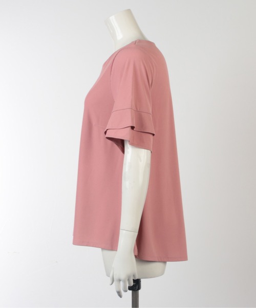 fleur by mint breeze(フルールバイミントブリーズ)の「【M~5L】細リブ フレア カットソー(Tシャツ/カットソー・レディース・ネイビー/ブラウン/ピンク・LL/3L/4L/5L/M/L)」の5枚目の写真