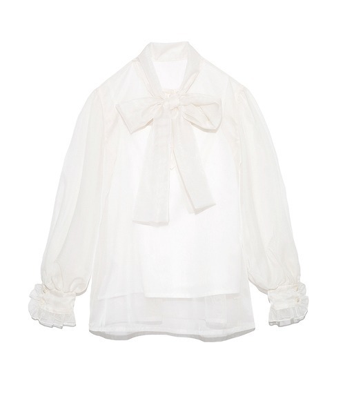 LILY BROWN（リリーブラウン）の「オーガンザボリュームボウブラウス（シャツ/ブラウス・レディース・オフホワイト/ピンク/ブラウン・FREE）」の10枚目の写真