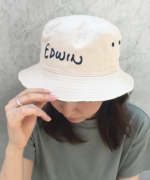 EDWIN(エドウィン)の「【EDWIN】リバーシブルバケットハット(ハット・レディース・ブラック/ベージュ/カーキ・フリー)」の4枚目の写真
