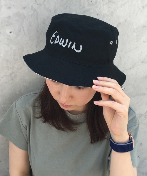 EDWIN(エドウィン)の「【EDWIN】リバーシブルバケットハット(ハット・レディース・ブラック/ベージュ/カーキ・フリー)」の6枚目の写真
