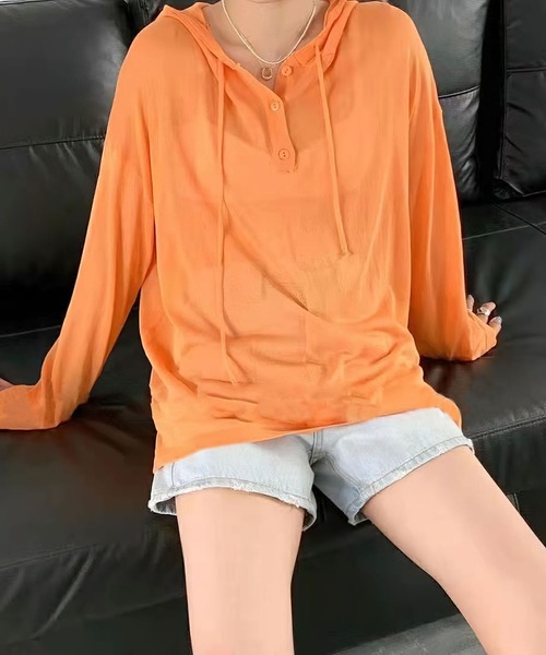 me+em select(ミームセレクト)の「【数量限定販売】フーディビッグカラーシースルーニット(ニット/セーター・レディース・ブラック/ホワイト/ピンク/パープル/オレンジ/ミント/イエロー・FREE)」の9枚目の写真