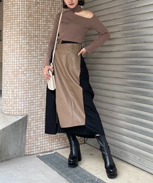 サイドプリーツアシメロングスカート