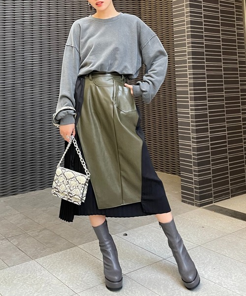 SPIRALGIRL(スパイラルガール)の「サイドプリーツアシメロングスカート(スカート・レディース・カーキ/モカ・SMALL/MEDIUM)」の11枚目の写真