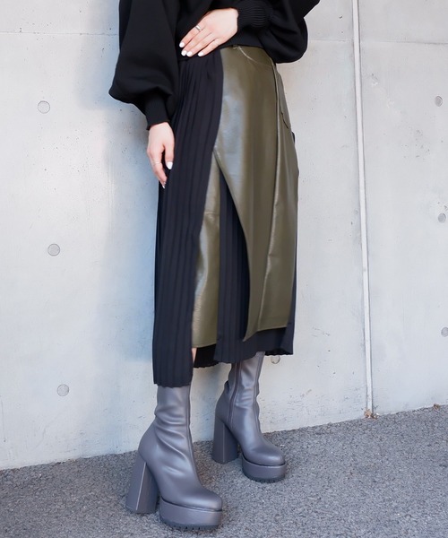 SPIRALGIRL(スパイラルガール)の「サイドプリーツアシメロングスカート(スカート・レディース・カーキ/モカ・SMALL/MEDIUM)」の13枚目の写真