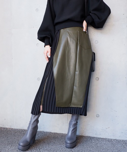 SPIRALGIRL(スパイラルガール)の「サイドプリーツアシメロングスカート(スカート・レディース・カーキ/モカ・SMALL/MEDIUM)」の14枚目の写真