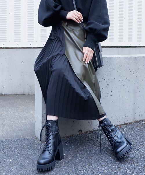 SPIRALGIRL(スパイラルガール)の「サイドプリーツアシメロングスカート(スカート・レディース・カーキ/モカ・SMALL/MEDIUM)」の15枚目の写真