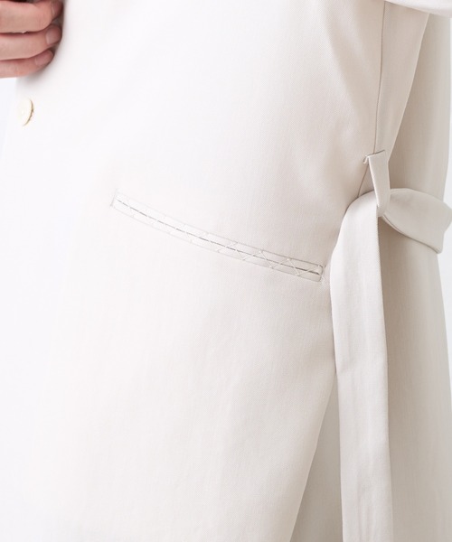 ETHOSENS（エトセンス）の「【ETHOSENS×Lui's /エトセンス×ルイス】ライトロングコート（トレンチコート・メンズ・バーガンディー/ライトベージュ・1/2）」の14枚目の写真