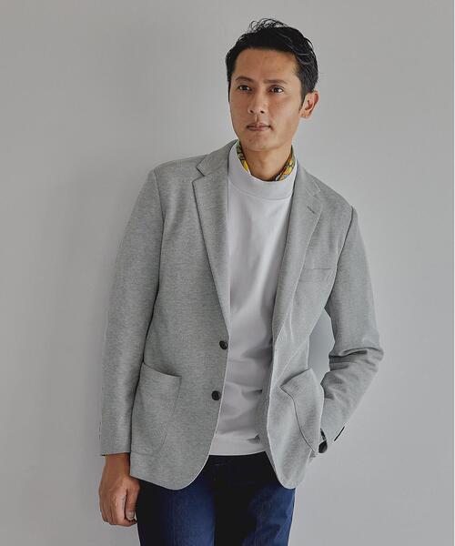green label relaxing（グリーンレーベルリラクシング）の「OLT＜green label relaxing＞ ECO ハニカム ジャージ 2B NT 2PP- ジャケット（テーラードジャケット・メンズ・コバルトブルー/ライトグレー・S/M/L/XL）」の2枚目の写真