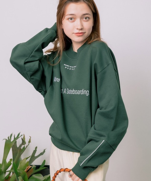 RASSVET / PACCBET（ラスベート）の「PACCBETT/ラスべート MENS COTTON REFLECTIVE SWEATSHIRT スウェット ドロップショルダー トレーナー ビッグシルエット（スウェット・メンズ・ダークグリーン/レッド・XL/M/L）」の7枚目の写真