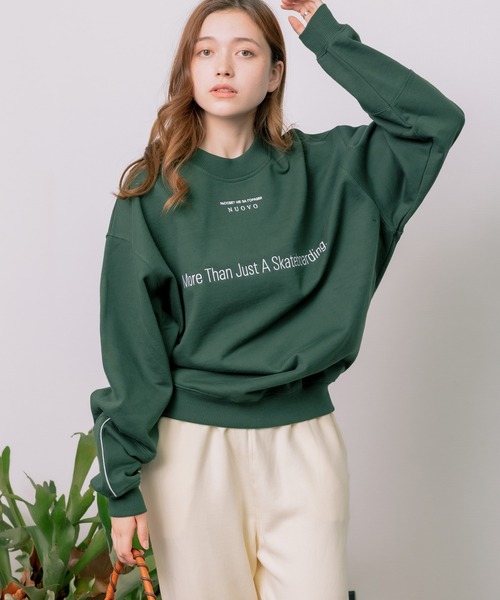 RASSVET / PACCBET（ラスベート）の「PACCBETT/ラスべート MENS COTTON REFLECTIVE SWEATSHIRT スウェット ドロップショルダー トレーナー ビッグシルエット（スウェット・メンズ・ダークグリーン/レッド・XL/M/L）」の11枚目の写真