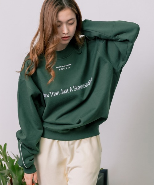 RASSVET / PACCBET（ラスベート）の「PACCBETT/ラスべート MENS COTTON REFLECTIVE SWEATSHIRT スウェット ドロップショルダー トレーナー ビッグシルエット（スウェット・メンズ・ダークグリーン/レッド・XL/M/L）」の20枚目の写真