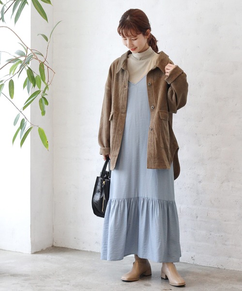 Crisp(クリスプ)の「コーデュロイオーバージャケット(テーラードジャケット・レディース・ブラウン/アイボリー・FREE)」の4枚目の写真