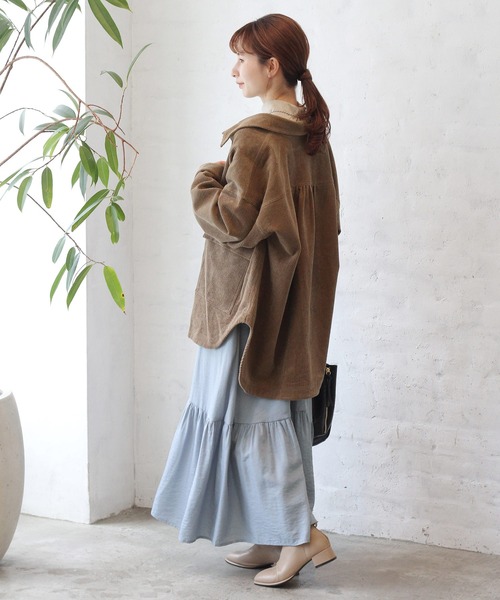 Crisp(クリスプ)の「コーデュロイオーバージャケット(テーラードジャケット・レディース・ブラウン/アイボリー・FREE)」の15枚目の写真