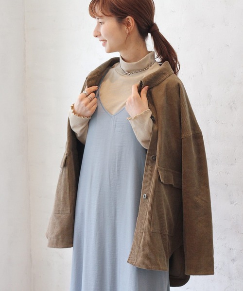 Crisp(クリスプ)の「コーデュロイオーバージャケット(テーラードジャケット・レディース・ブラウン/アイボリー・FREE)」の21枚目の写真