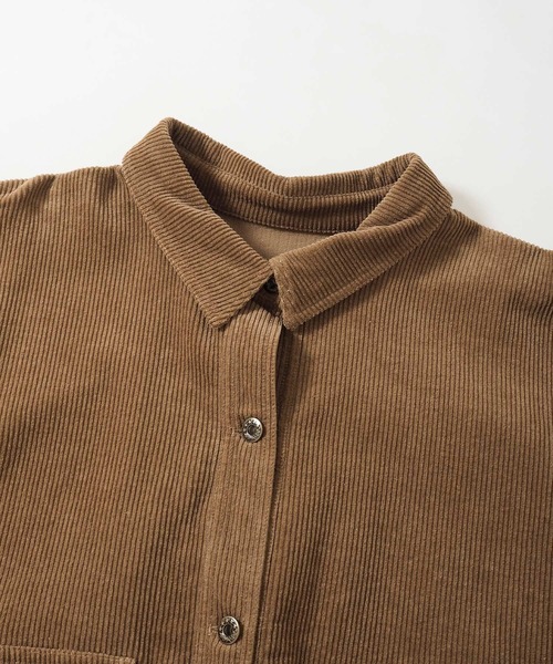 Crisp(クリスプ)の「コーデュロイオーバージャケット(テーラードジャケット・レディース・ブラウン/アイボリー・FREE)」の10枚目の写真