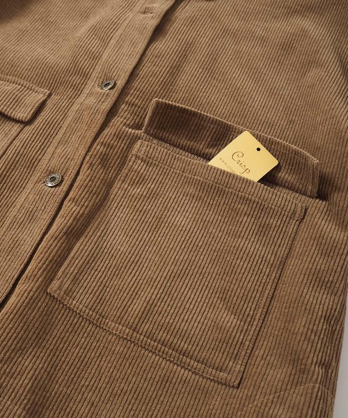 Crisp(クリスプ)の「コーデュロイオーバージャケット(テーラードジャケット・レディース・ブラウン/アイボリー・FREE)」の5枚目の写真