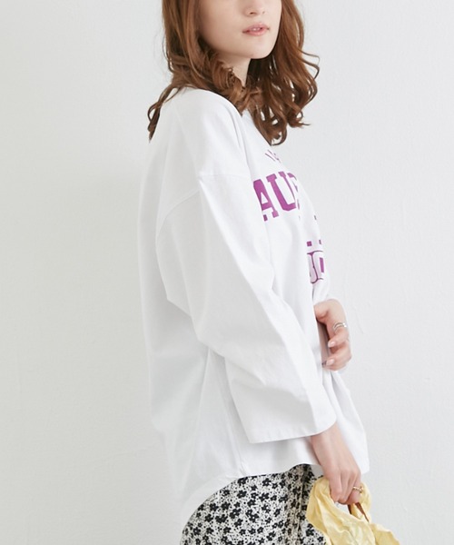 LAVEANGE（ラビアンジェ）の「8分袖カレッジプリントプルオーバー（Tシャツ/カットソー・レディース・ブラック/オフホワイト/グリーン・M/L）」の5枚目の写真