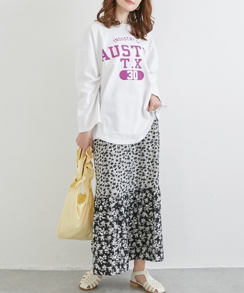 LAVEANGE（ラビアンジェ）の「8分袖カレッジプリントプルオーバー（Tシャツ/カットソー・レディース・ブラック/オフホワイト/グリーン・M/L）」の6枚目の写真