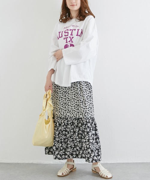 LAVEANGE（ラビアンジェ）の「8分袖カレッジプリントプルオーバー（Tシャツ/カットソー・レディース・ブラック/オフホワイト/グリーン・M/L）」の7枚目の写真