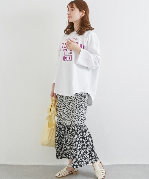 LAVEANGE（ラビアンジェ）の「8分袖カレッジプリントプルオーバー（Tシャツ/カットソー・レディース・ブラック/オフホワイト/グリーン・M/L）」の9枚目の写真