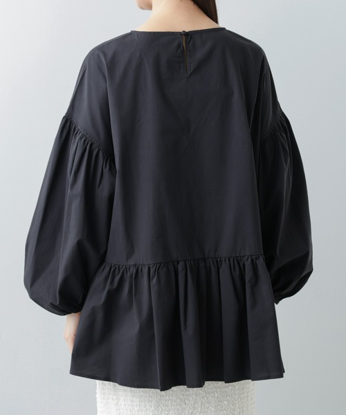 NANO universe（ナノユニバース）の「WEB限定/ペプラム切り替えチュニックブラウス 長袖（シャツ/ブラウス・レディース・ラベンダー/オフホワイト/ブラック・マルチサイズ）」の21枚目の写真