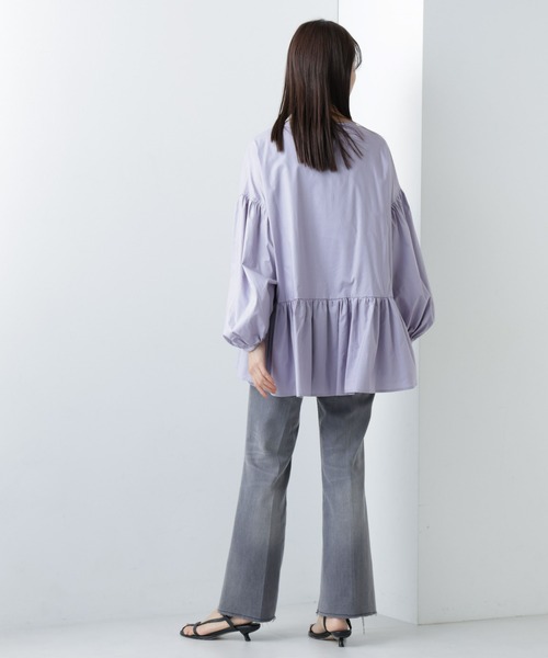 NANO universe（ナノユニバース）の「WEB限定/ペプラム切り替えチュニックブラウス 長袖（シャツ/ブラウス・レディース・ラベンダー/オフホワイト/ブラック・マルチサイズ）」の12枚目の写真