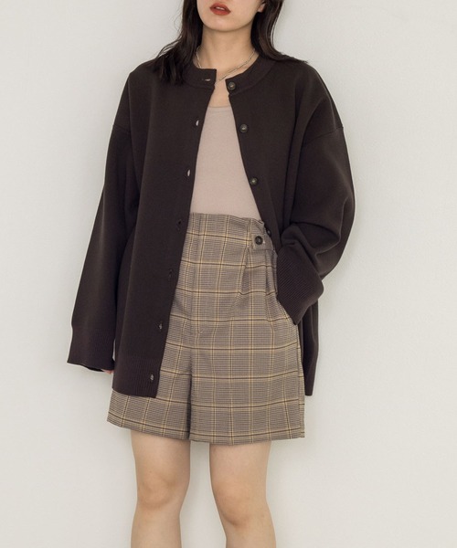 w closet（ダブルクローゼット）の「12Gポリニジュウスカーディガン（カーディガン/ボレロ・レディース・パープル/オフホワイト/グリーン/ダークブラウン系1・FREE）」の3枚目の写真