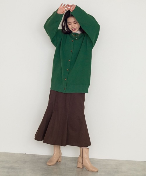 w closet（ダブルクローゼット）の「12Gポリニジュウスカーディガン（カーディガン/ボレロ・レディース・パープル/オフホワイト/グリーン/ダークブラウン系1・FREE）」の14枚目の写真