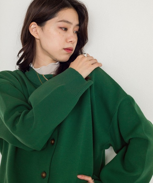 w closet（ダブルクローゼット）の「12Gポリニジュウスカーディガン（カーディガン/ボレロ・レディース・パープル/オフホワイト/グリーン/ダークブラウン系1・FREE）」の18枚目の写真