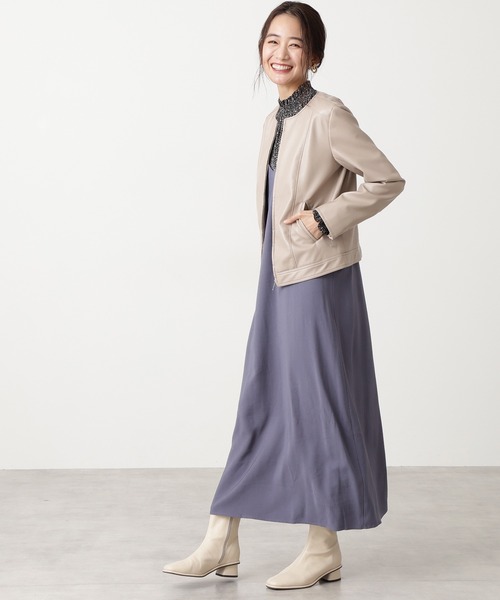 N.(N. Natural Beauty Basic)(エヌエヌナチュラルビューティーベーシック)の「【追加生産】【S Size Line】フェイクレザージャケット(ブルゾン・レディース・ブラック/ベージュ・SMALL/MEDIUM)」の9枚目の写真